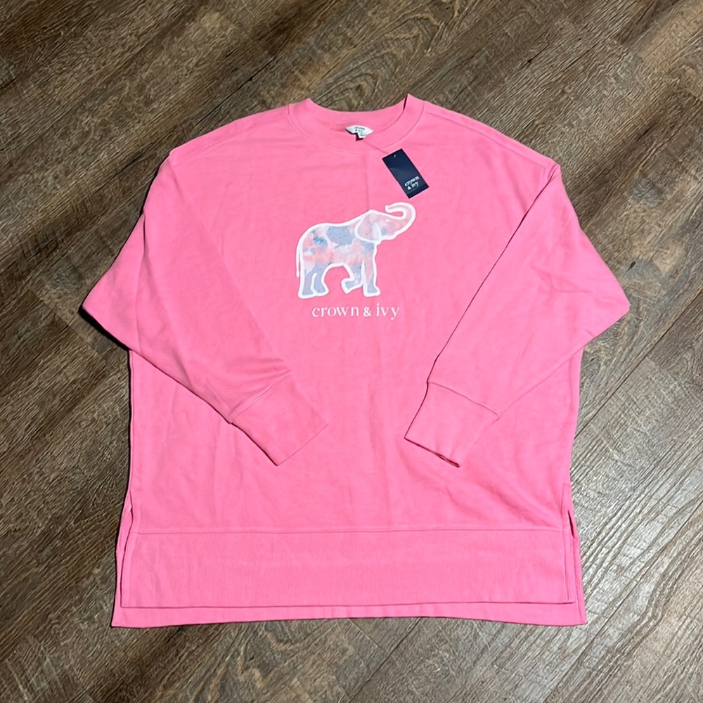 Crown & Ivy Small Pink Ellie lightweight oversize pullover